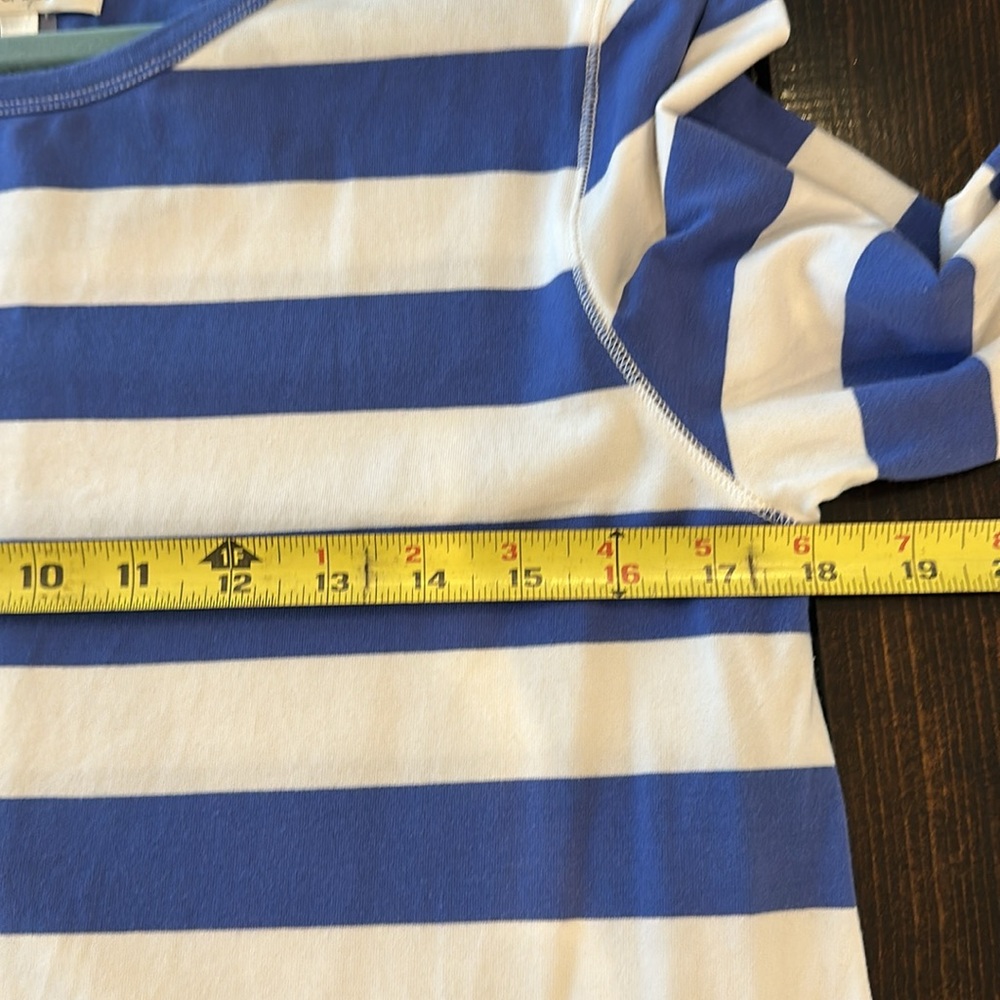 Tyler Boe Alexa white/corsican blue striped 3/4 sleeves cotton blend M dress - Picture 11 of 14